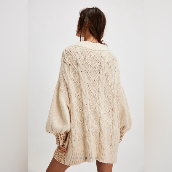 NWOT Free People Gilded Cable Embellished Sweater - Picture 3 of 12
